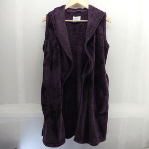 Ugg Dark Purple Plush Cozy Soft Fuzzy Hooded Sleeveless Bath Robe Size Medium